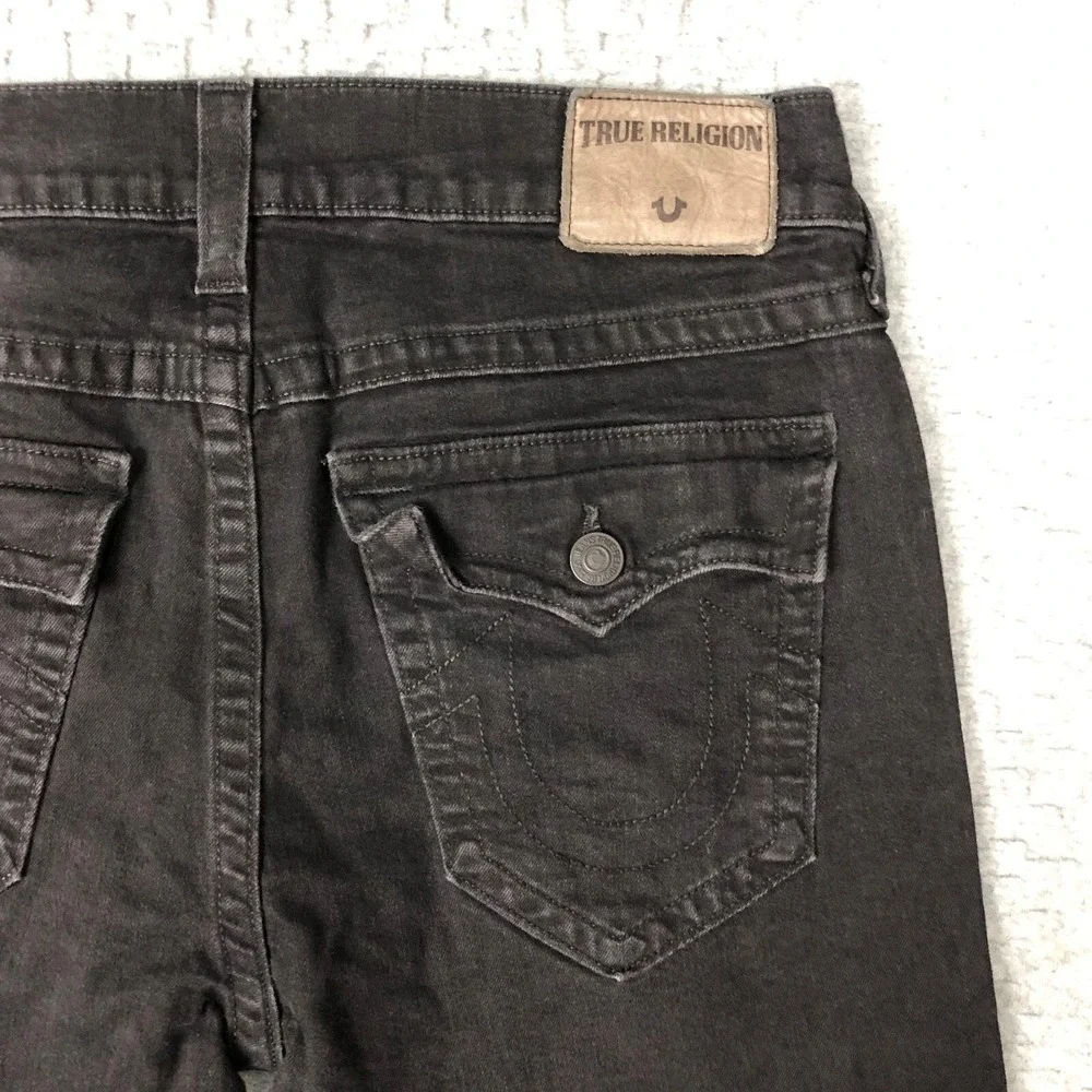 True Religion Ricky Jeans Mens 36x32 Charcoal Relaxed Straight Denim USA Stretch